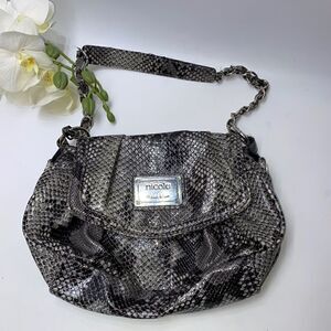 Nicole Miller Snakeskin Print Shoulder Bag